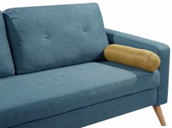 Vente-unique Sofá 3+2 plazas tela real y cojines amarillos TATUM Azul Clearance