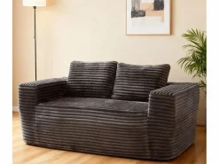 Sofá 2 Plazas, Terciopelo acanalado , 65cm prof. asiento, 2 cojines, 160x88x58cm^DripeX Outlet