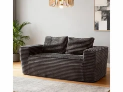 Sofá 2 Plazas, Terciopelo acanalado , 65cm prof. asiento, 2 cojines, 160x88x58cm^DripeX Outlet