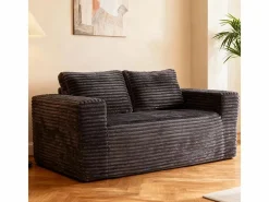 Sofá 2 Plazas, Terciopelo acanalado , 65cm prof. asiento, 2 cojines, 160x88x58cm^DripeX Outlet