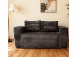 Sofá 2 Plazas, Terciopelo acanalado , 65cm prof. asiento, 2 cojines, 160x88x58cm^DripeX Outlet