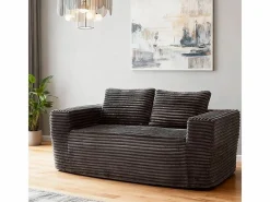 Sofá 2 Plazas, Terciopelo acanalado , 65cm prof. asiento, 2 cojines, 160x88x58cm^DripeX Outlet