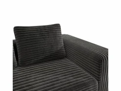 DripeX Sofá 2 Plazas, Terciopelo acanalado , 65cm prof. asiento, 2 cojines, 160x88x58cm Negro Best