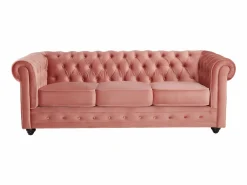 Sofá 3 plazas y 2 sillones de terciopelo rosa CHESTERFIELD^Vente-unique New