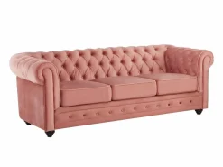Sofá 3 plazas y 2 sillones de terciopelo rosa CHESTERFIELD^Vente-unique New