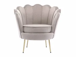 Vente-unique Sofá 2 plazas y sillón concha de terciopelo DANDELION Topo Clearance