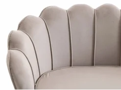 Vente-unique Sofá 2 plazas y sillón concha de terciopelo DANDELION Topo Clearance
