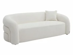 Maison Céphy Sofá 3 plazas y sillón giratorio en tela bouclé LAPIOTA de Blanco