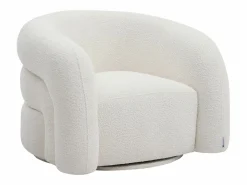 Maison Céphy Sofá 3 plazas y sillón giratorio en tela bouclé LAPIOTA de Blanco