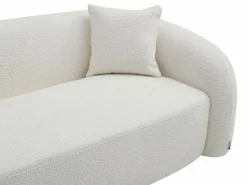 Maison Céphy Sofá 3 plazas y sillón giratorio en tela bouclé LAPIOTA de Blanco