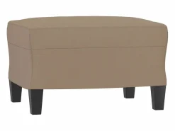 Clicnbuy Sofás De Piel Sintética|Sofá 3 plazas y taburete cuero sintético color capuchino 180 cm