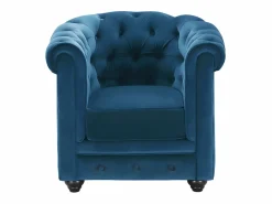 Vente-unique Conjunto Sofá Y Sillón|Sofá 3 plazas+sillón terciopelo verde azulado CHESTERFIELD