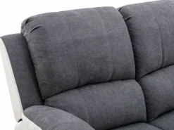 Vente-unique Conjunto Sofás|Sofá 3+2 relax de microfibra y piel sintética gris y blanco BRODY