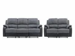 Sofá 3+2 relax de microfibra y piel sintética gris y negro BRODY^Vente-unique Sale