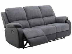 Sofá 3+2 relax de microfibra y piel sintética gris y negro BRODY^Vente-unique Sale