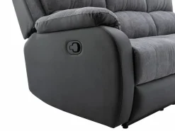 Sofá 3+2 relax de microfibra y piel sintética gris y negro BRODY^Vente-unique Sale