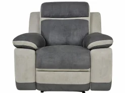 Vente-unique Sofá 3+1 relax manual de microfibra Antracita y rayas gris claro TALCA Gris antracita Online