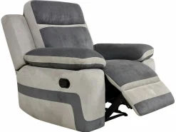 Vente-unique Sofá 3+1 relax manual de microfibra Antracita y rayas gris claro TALCA Gris antracita Online