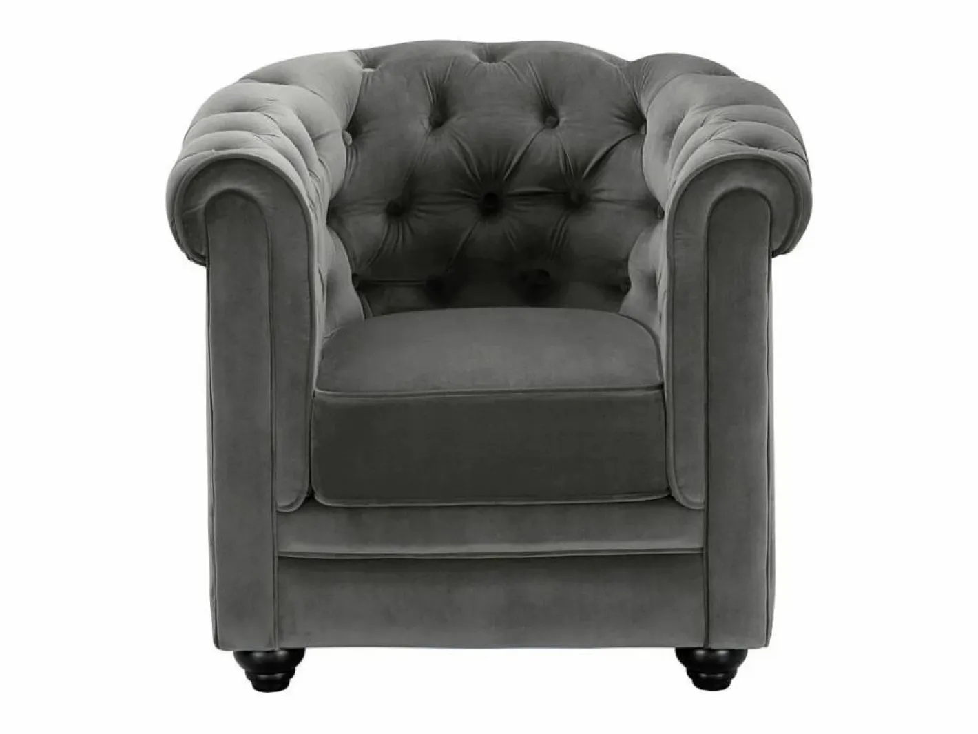 Vente-unique Sofá 3+1+1 terciopelo color CHESTERFIELD Gris antracita New