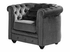Vente-unique Sofá 3+1+1 terciopelo color CHESTERFIELD Gris antracita New