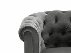 Vente-unique Sofá 3+1+1 terciopelo color CHESTERFIELD Gris antracita New