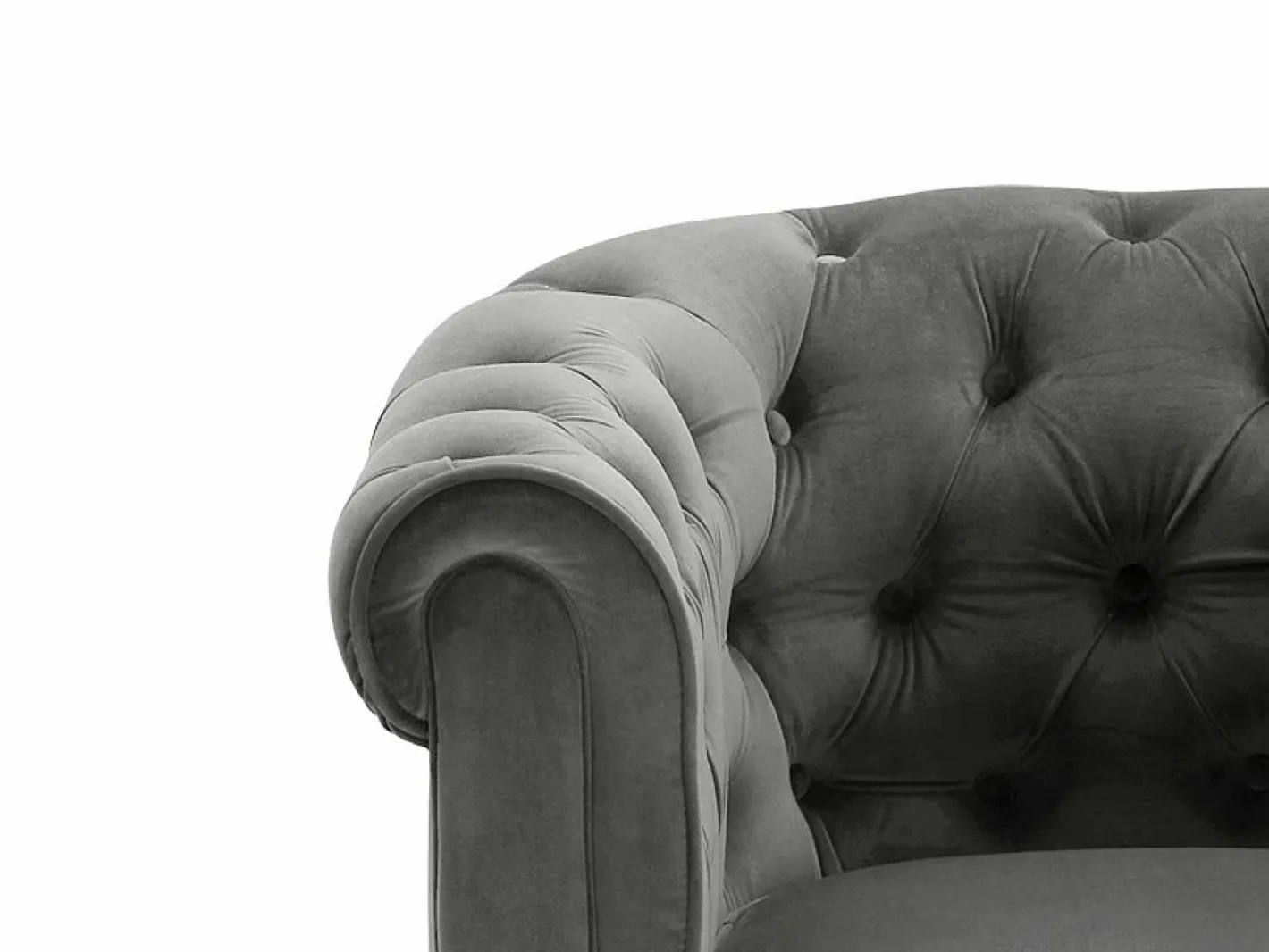 Vente-unique Sofá 3+1+1 terciopelo color CHESTERFIELD Gris antracita New