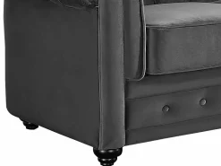 Vente-unique Sofá 3+1+1 terciopelo color CHESTERFIELD Gris antracita New