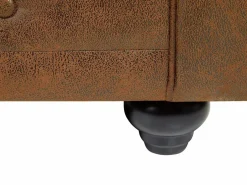 Vente-unique Sofá 3 y 2 plazas de microfibra con acabado de piel envejecida CHESTERFIELD Marru00f3n Online