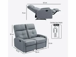 Homcom Sofá Andros reclinable 101x118x95 cm Gris New