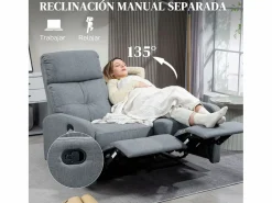Homcom Sofá Andros reclinable 101x118x95 cm Gris New
