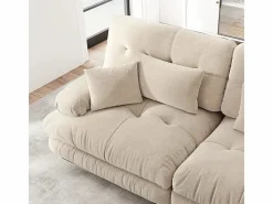 DripeX Sofá angular 2 plazas de tejido Chenilla, con 4 cojines, otomana extraíble, combinación DIY, 220x145x81cm, Beige Sale