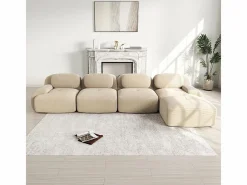 DripeX Sofá angular 4 plazas modular - de Pana - con 4 cojines y otomana - 388x178x75cm - Beige Discount
