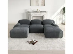 Sofá angular 3 plazas modular - de Pana - con 3 cojines y 2 otomanas - 298x178x75cm -^DripeX Outlet