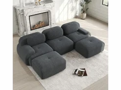Sofá angular 3 plazas modular - de Pana - con 3 cojines y 2 otomanas - 298x178x75cm -^DripeX Outlet