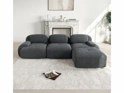 DripeX Sofás Club|Sofá angular 3 plazas modular - de Pana - con 3 cojines y otomana - 298x178x75cm -