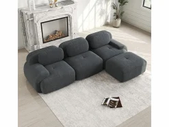 DripeX Sofás Club|Sofá angular 3 plazas modular - de Pana - con 3 cojines y otomana - 298x178x75cm -