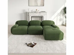 DripeX Sofá angular 3 plazas modular - de Pana - con 3 cojines y otomana - 298x178x75cm - Verde Online