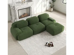 DripeX Sofá angular 3 plazas modular - de Pana - con 3 cojines y otomana - 298x178x75cm - Verde Online