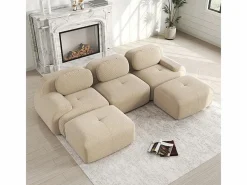 DripeX Sofá Modular|Sofás Club|Sofá angular 3 plazas modular - de Pana - con 3 cojines y 2 otomanas - 298x178x75cm -