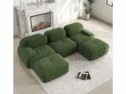 DripeX Sofá angular 3 plazas modular - de Pana - con 3 cojines y 2 otomanas - 298x178x75cm - Verde Outlet