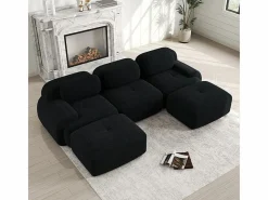 DripeX Sofá angular 3 plazas modular - de Pana - con 3 cojines y 2 otomanas - 298x178x75cm - Negro Outlet