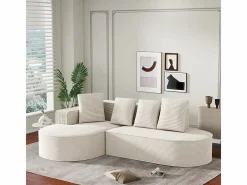 DripeX Sofá De Terciopelo|Sofás Club|Sofá angular izquierdo de Pana de canalé grueso con 4 cojines - 265x67x40,5cm -