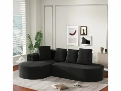 Sofá angular izquierdo de Pana de canalé grueso con 4 cojines - 265x67x40,5cm -^DripeX Clearance