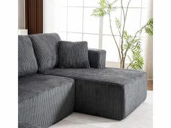 DripeX Sofá Modular|Sofás Club|Sofá angular panorámico - Terciopelo acanalado - 4 cojines, 2 orejeros, 2 chaises - 332x156x88cm