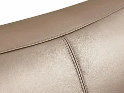 Sofá BATUCO de 3 plazas en piel marrón con ribete beige^Vente-unique Online