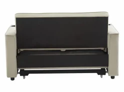 Sofá de 2 plazas - Sillón convertible con portavasos y bolsillo portaobjetos - cojines y ruedas Beige Hot