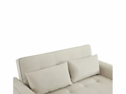 Sofá de 2 plazas - Sillón convertible con portavasos y bolsillo portaobjetos - cojines y ruedas Beige Hot