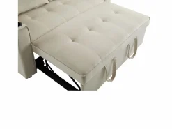 Sofá de 2 plazas - Sillón convertible con portavasos y bolsillo portaobjetos - cojines y ruedas Beige Hot