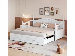 Sofá cama - 90/180 x 190 cm - 2 cajones - madera de pino + contrachapado + MDF -^Merax