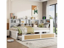 Merax Cama Diván|Sofá cama - 90 x 200 cm + 90 x 190 cm - Canapé - Madera de pino + contrachapado + MDF -